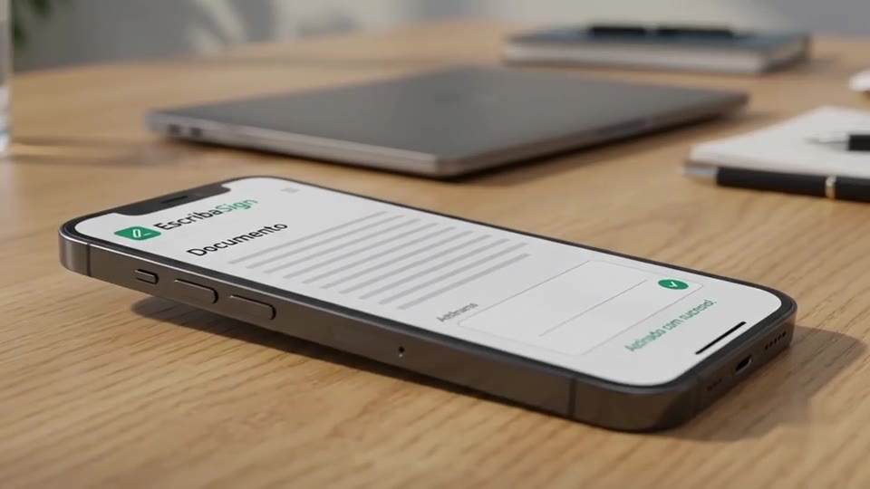 Demonstração: documento sendo assinado no celular pelo EscSign